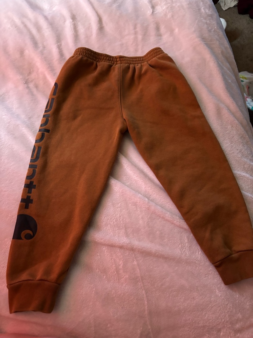 Carhartt Kids' Rust Brown Logo Sweatpants in size boys 5